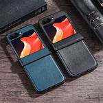 For Samsung Galaxy Z Flip7 FE 5G / Z Flip6 5G Case PU Leather+PC Hinge Protection Phone Cover
