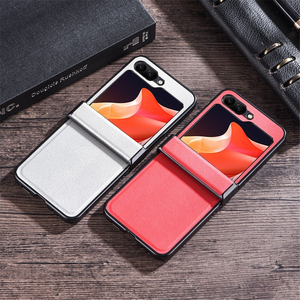 For Samsung Galaxy Z Flip7 FE 5G / Z Flip6 5G Case PU Leather+PC Hinge Protection Phone Cover