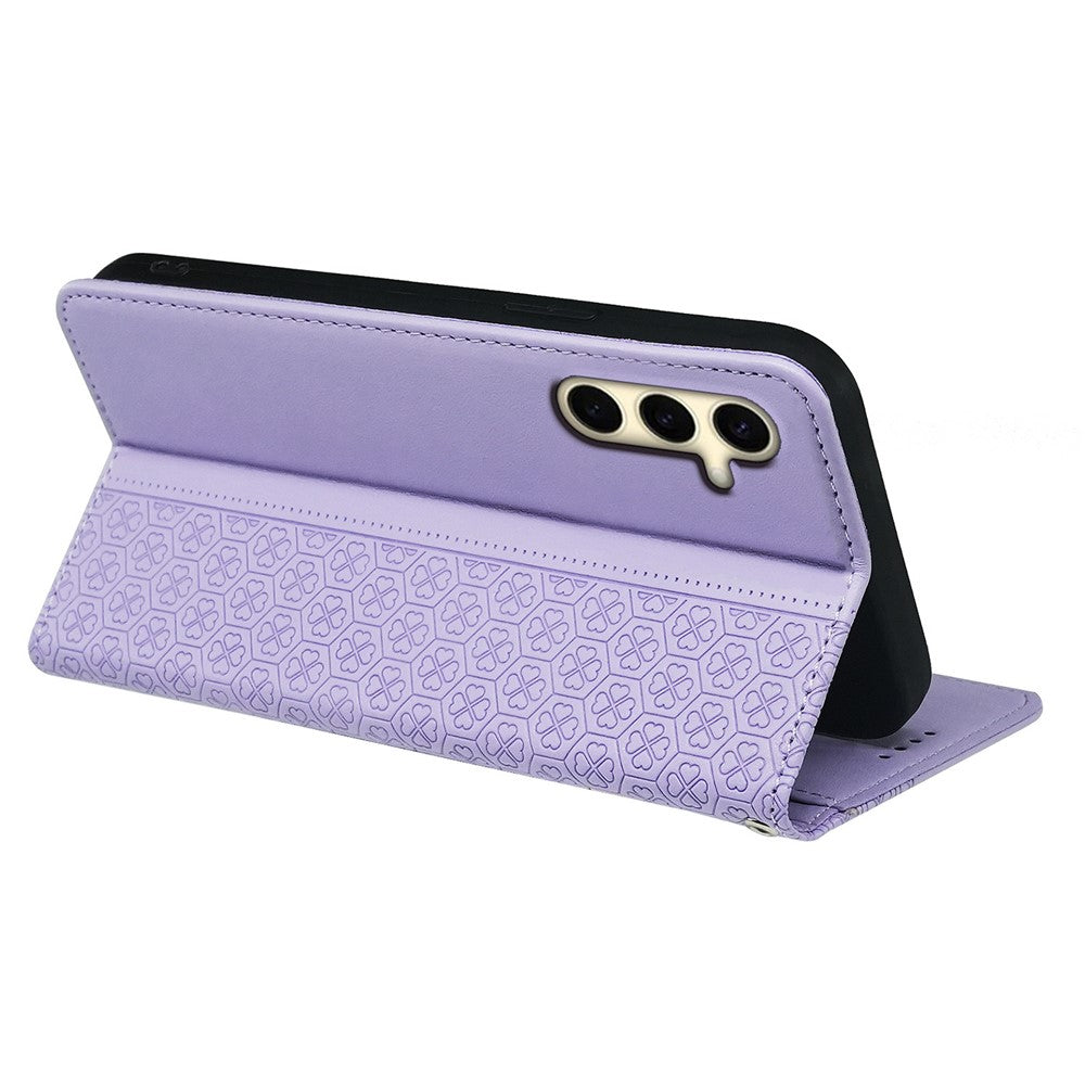 For Samsung Galaxy M15 5G  /  F15 5G Case Leather Phone Cover Clover Pattern