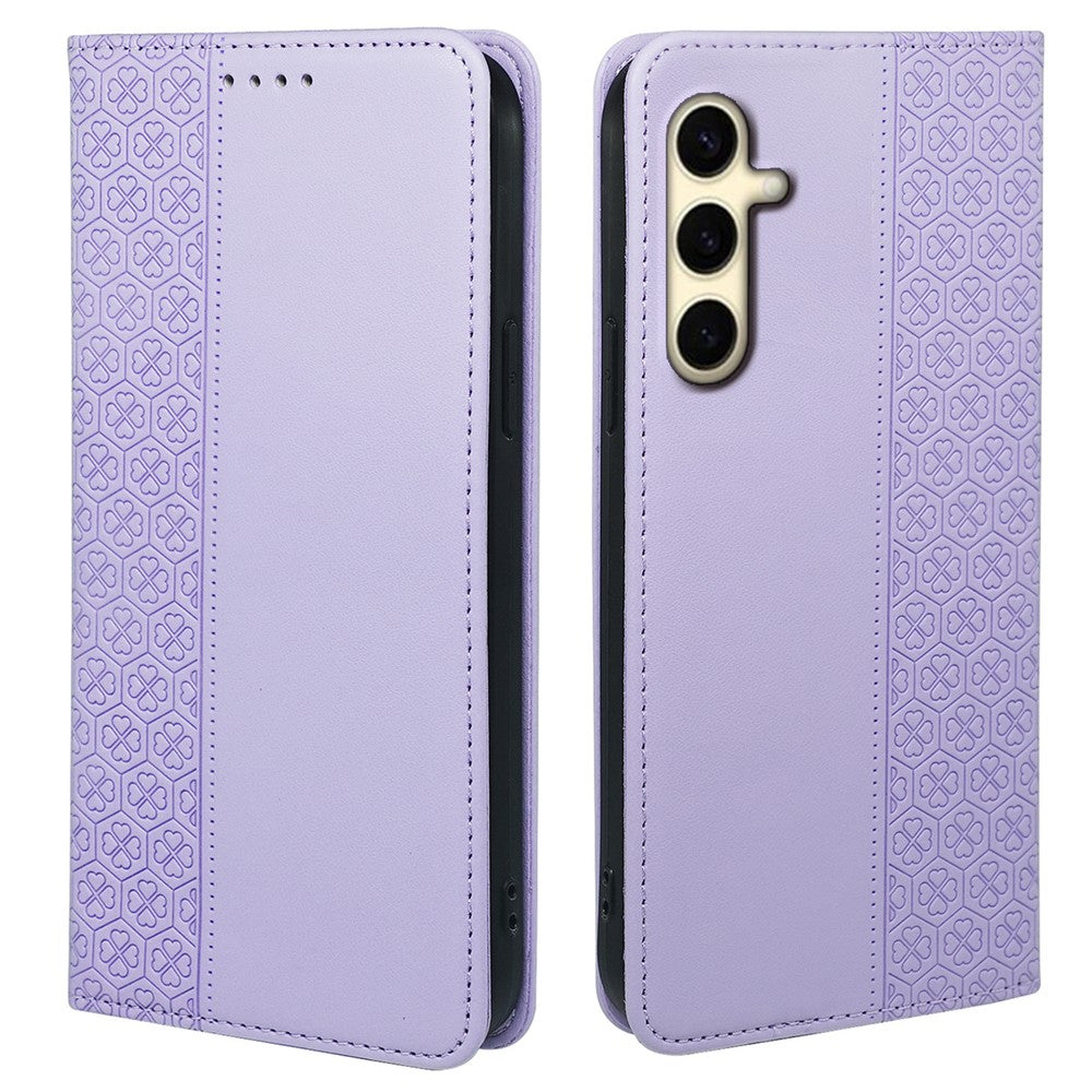 For Samsung Galaxy F55 5G / C55 5G / M55 5G Wallet Case Four-Leaf Clover Pattern Leather Phone Cover