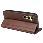 For Samsung Galaxy F55 5G / C55 5G / M55 5G Case Folio Design Calf Texture Leather Phone Cover