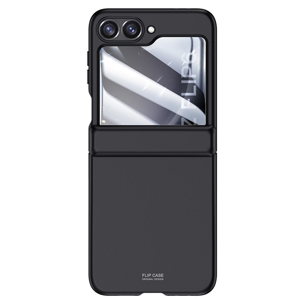 For Samsung Galaxy Z Flip7 FE 5G / Z Flip6 5G Case Hinge Protection PC Phone Cover with Tempered Glass Rear Screen Film