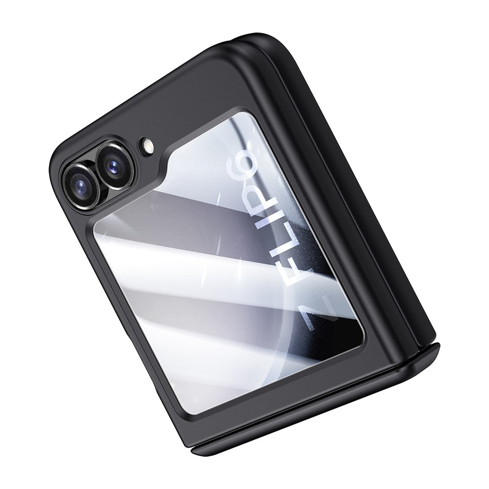 For Samsung Galaxy Z Flip7 FE 5G / Z Flip6 5G Case Hinge Protection PC Phone Cover with Tempered Glass Rear Screen Film