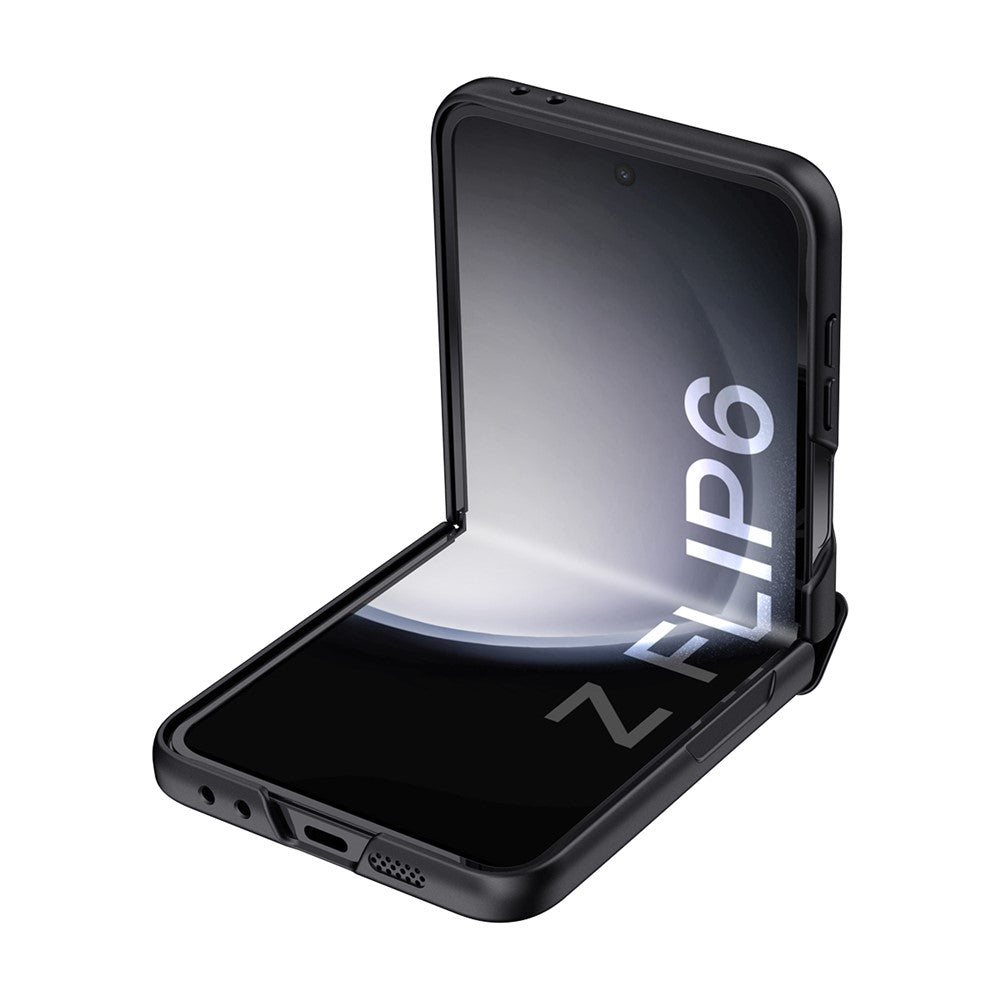 For Samsung Galaxy Z Flip7 FE 5G / Z Flip6 5G Case Hinge Protection PC Phone Cover with Tempered Glass Rear Screen Film