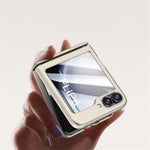 For Samsung Galaxy Z Flip7 FE 5G / Z Flip6 5G Case Hinge Protection PC Phone Cover with Tempered Glass Rear Screen Film