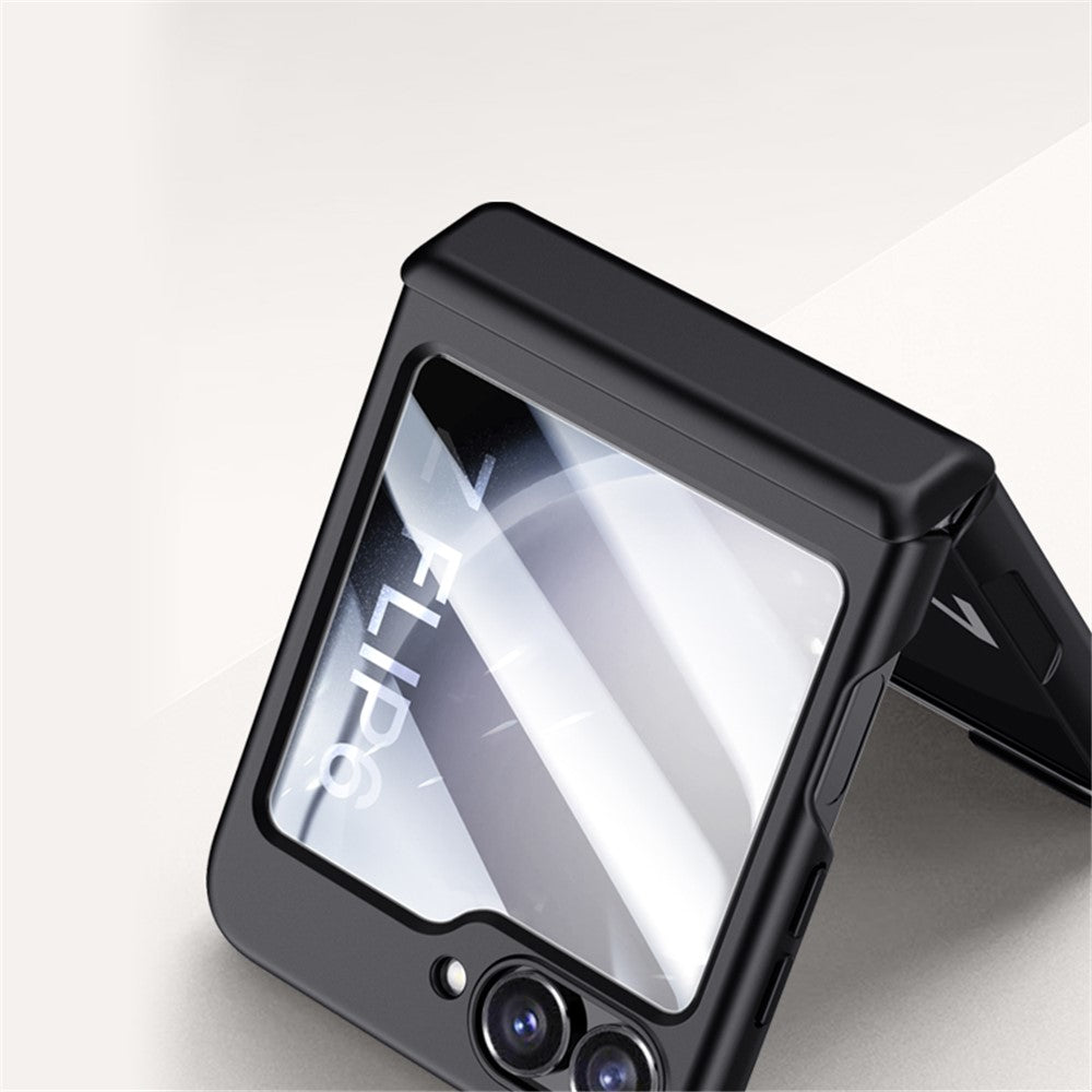 For Samsung Galaxy Z Flip7 FE 5G / Z Flip6 5G Case Hinge Protection PC Phone Cover with Tempered Glass Rear Screen Film