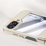 For Samsung Galaxy Z Flip7 FE 5G / Z Flip6 5G Case Hinge Protection PC Phone Cover with Tempered Glass Rear Screen Film