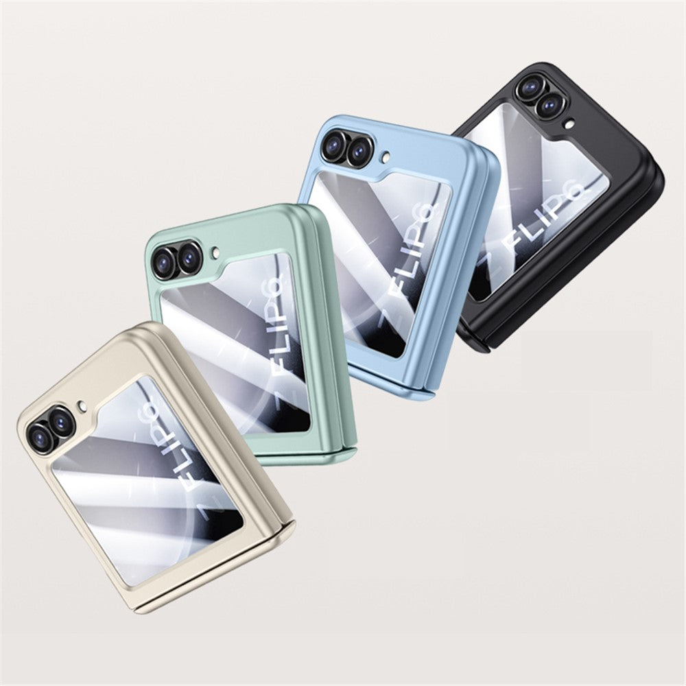 For Samsung Galaxy Z Flip7 FE 5G / Z Flip6 5G Case Hinge Protection PC Phone Cover with Tempered Glass Rear Screen Film