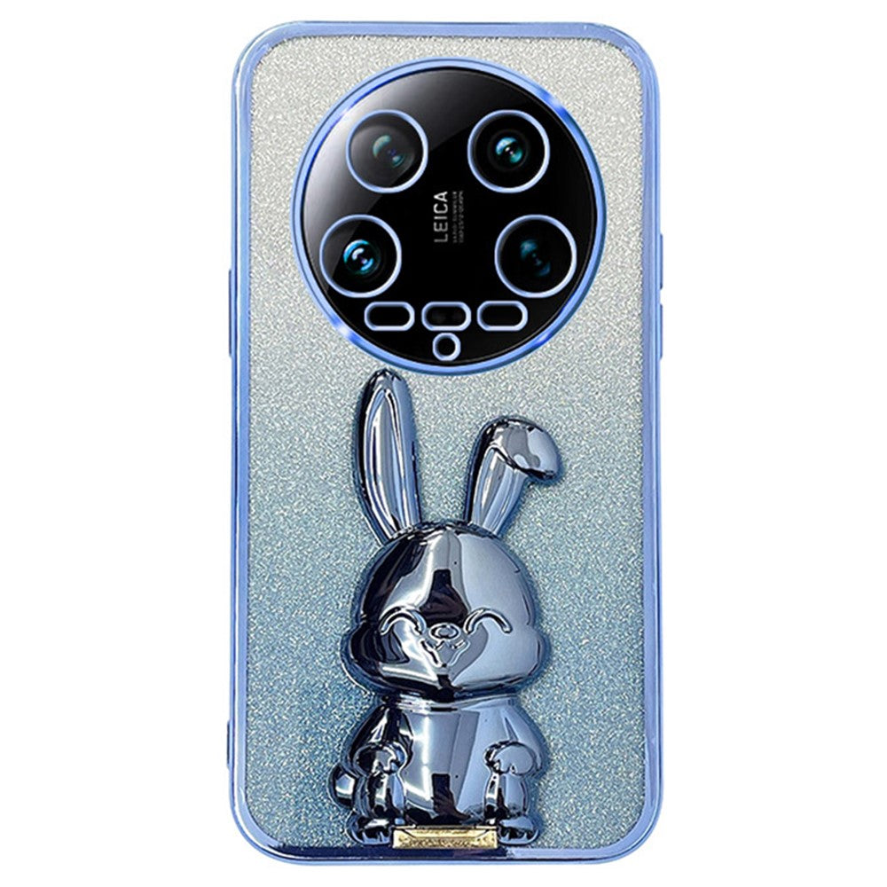 For Xiaomi 14 Ultra Case Electroplating Rabbit PC+TPU Phone Cover Hidden  Kickstand