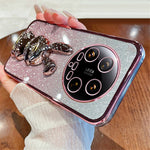 For Xiaomi 14 Ultra Case Electroplating Rabbit PC+TPU Phone Cover Hidden  Kickstand