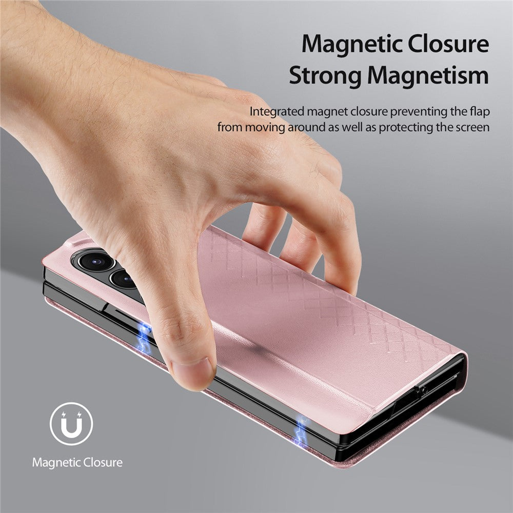 Til Samsung Galaxy Z Fold6 5G Magnetisk Etui DUX DUCIS Bril Series Læder+PC Telefoncover med Stand