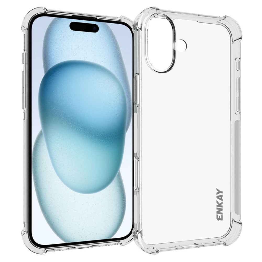 ENKAY HAT PRINCE til iPhone 16 Plus Gennemsigtigt Cover med Anti-Drop Hjørnebeskyttelse TPU Telefoncover