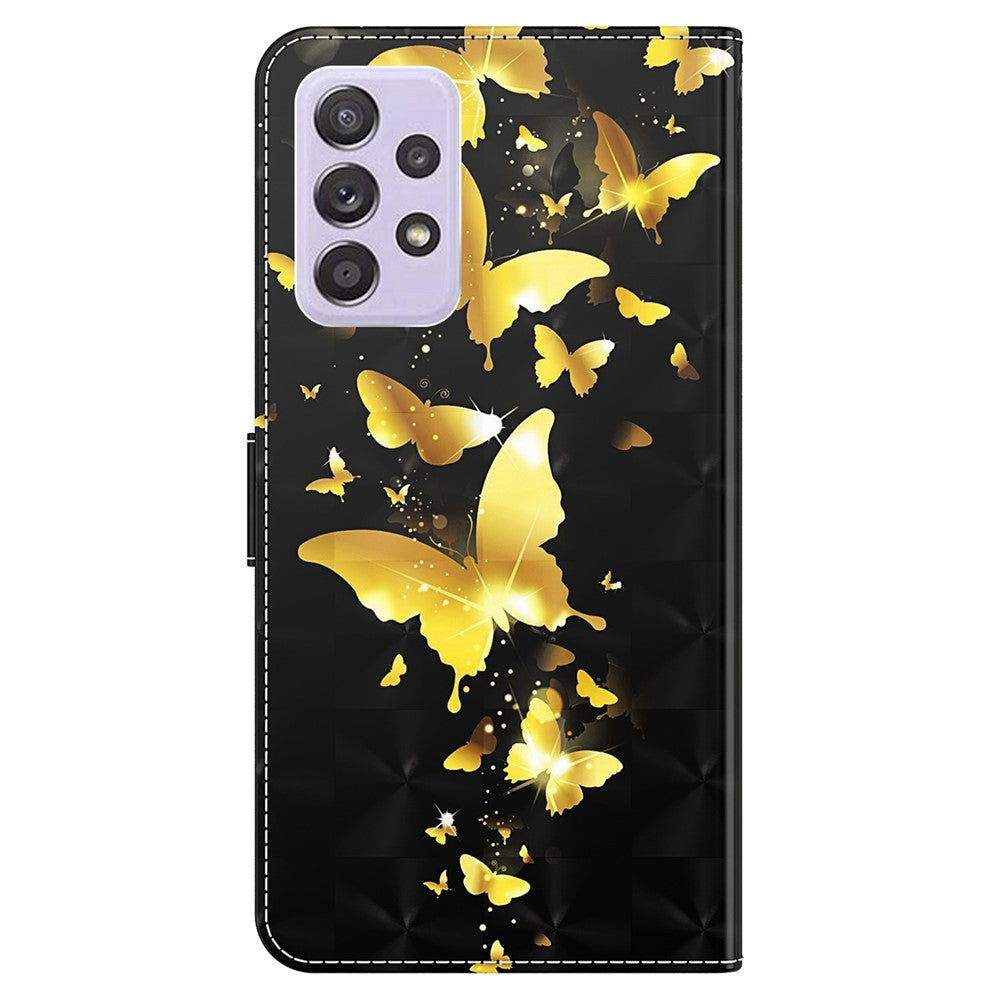 Samsung Galaxy A23 5G (Global Version) / 4G 3D-mönstertryck plånboksfodral PU-läder magnetiskt fällbart stativ heltäckande mobilskal med rem