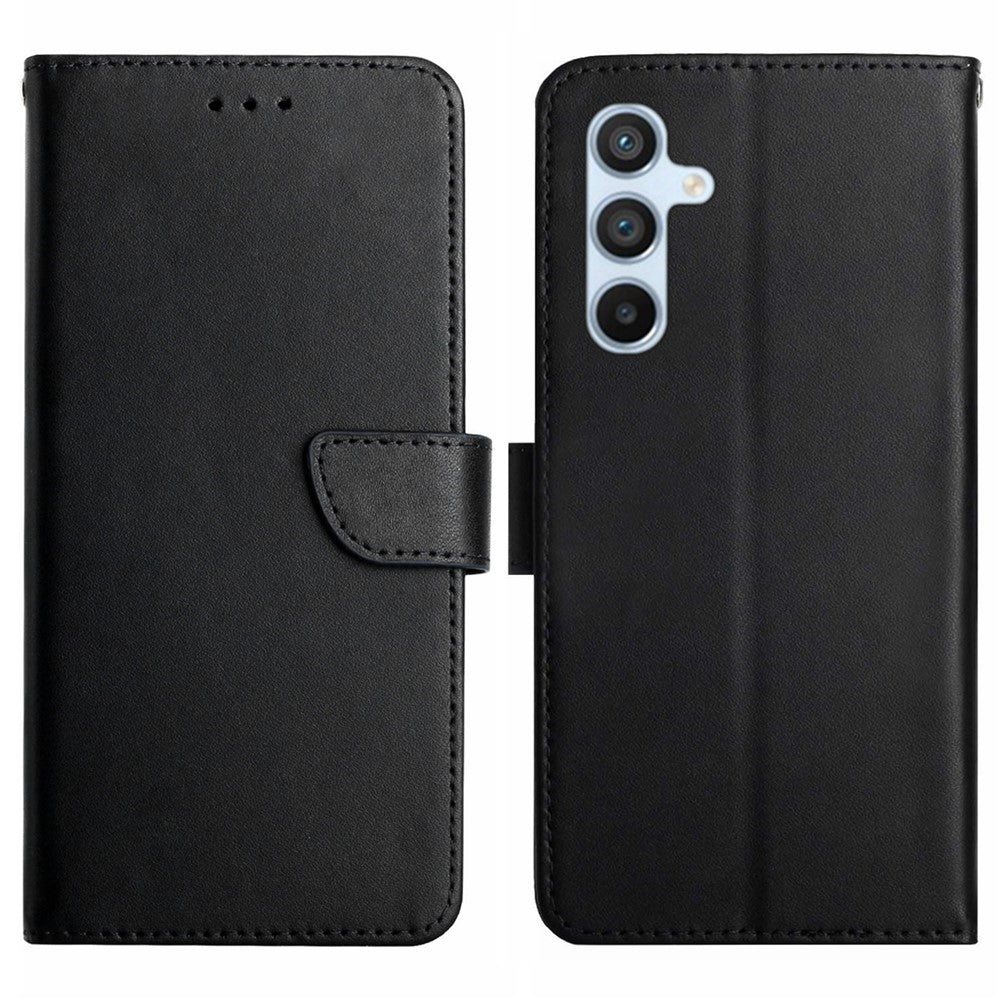 HT02 For Samsung Galaxy S24 FE Case Wallet Genuine Cow Leather Phone Cover Nappa Texture