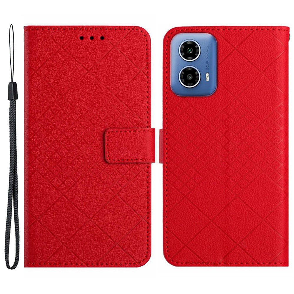 HT06 til Motorola Moto G85 5G / S50 Neo 5G, PU-læderpungcover med rombemønster