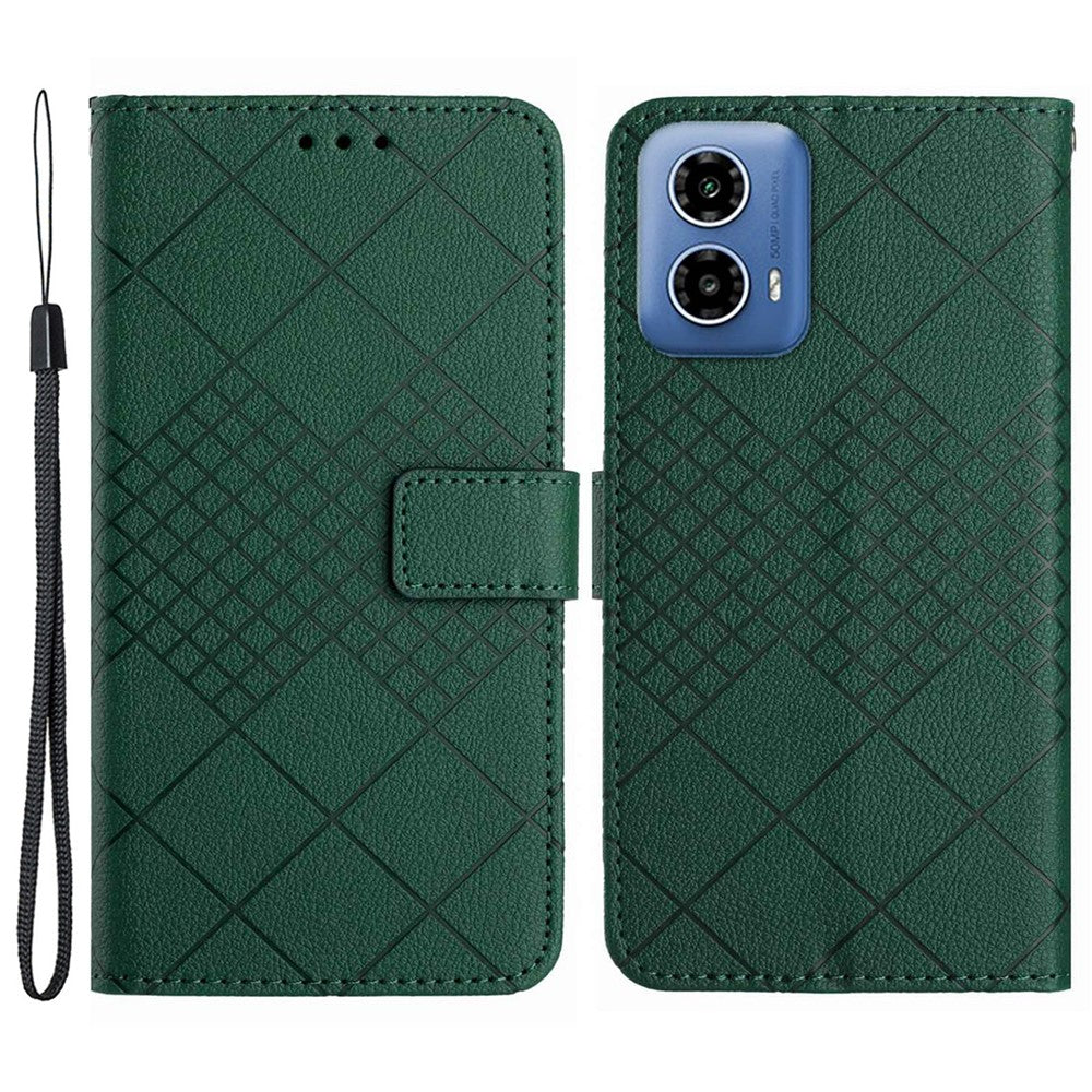 HT06 til Motorola Moto G85 5G / S50 Neo 5G, PU-læderpungcover med rombemønster