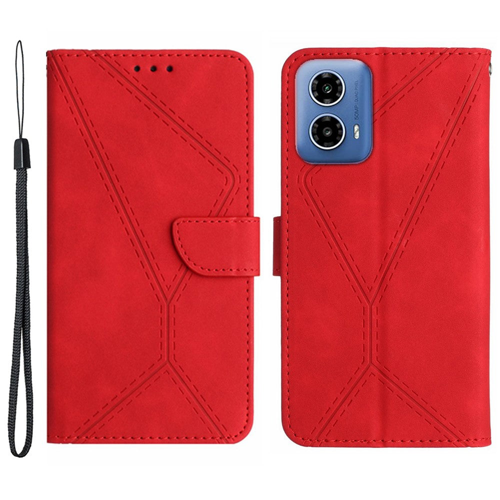 HT05 For Motorola Moto G85 5G / S50 Neo 5G Case Stand Function Leather Phone Cover Splicing Lines