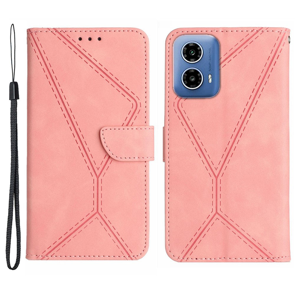 HT05 For Motorola Moto G85 5G / S50 Neo 5G Case Stand Function Leather Phone Cover Splicing Lines