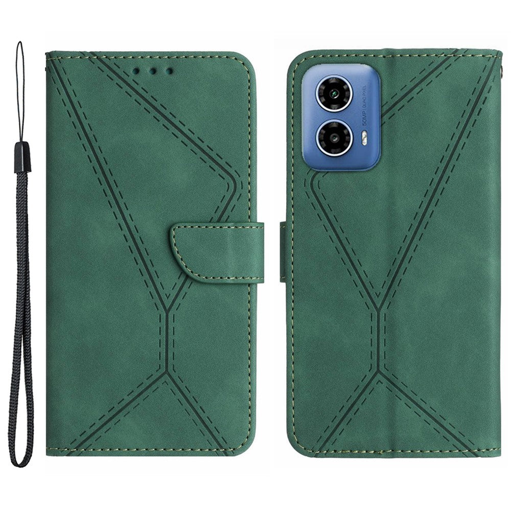 HT05 For Motorola Moto G85 5G / S50 Neo 5G Case Stand Function Leather Phone Cover Splicing Lines