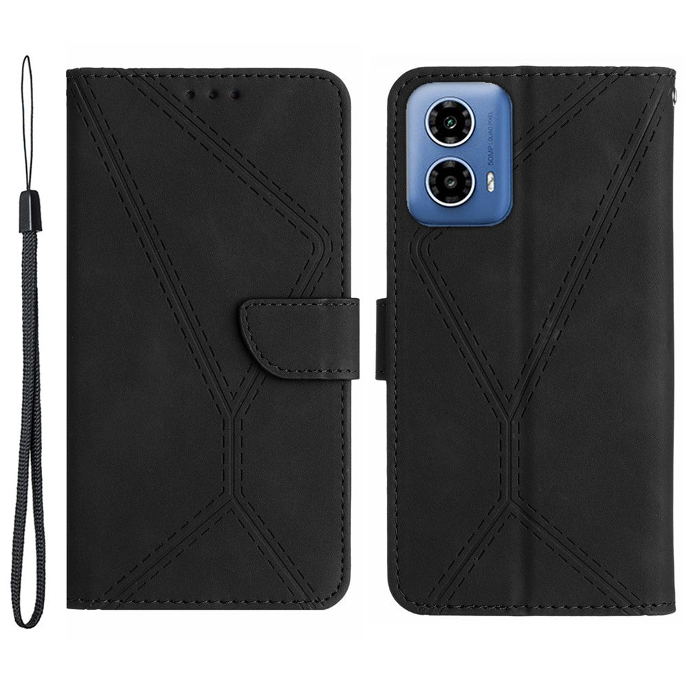 HT05 For Motorola Moto G85 5G / S50 Neo 5G Case Stand Function Leather Phone Cover Splicing Lines