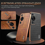 AZNS For Huawei P60 / P60 Pro Case Crocodile Texture Leather Coated TPU Phone Cover