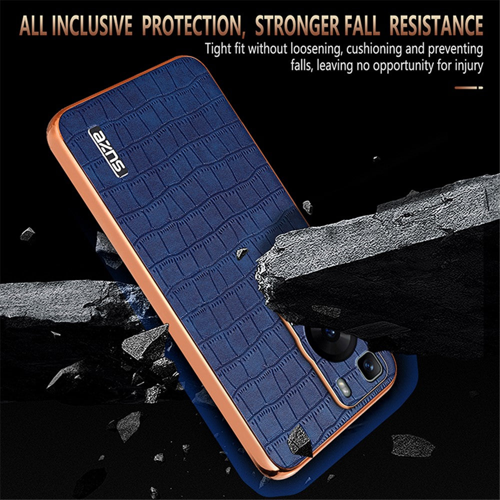 AZNS For Huawei P60 / P60 Pro Case Crocodile Texture Leather Coated TPU Phone Cover