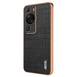 AZNS For Huawei P60 / P60 Pro Case Crocodile Texture Leather Coated TPU Phone Cover