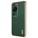 AZNS For Huawei P60 / P60 Pro Case Crocodile Texture Leather Coated TPU Phone Cover