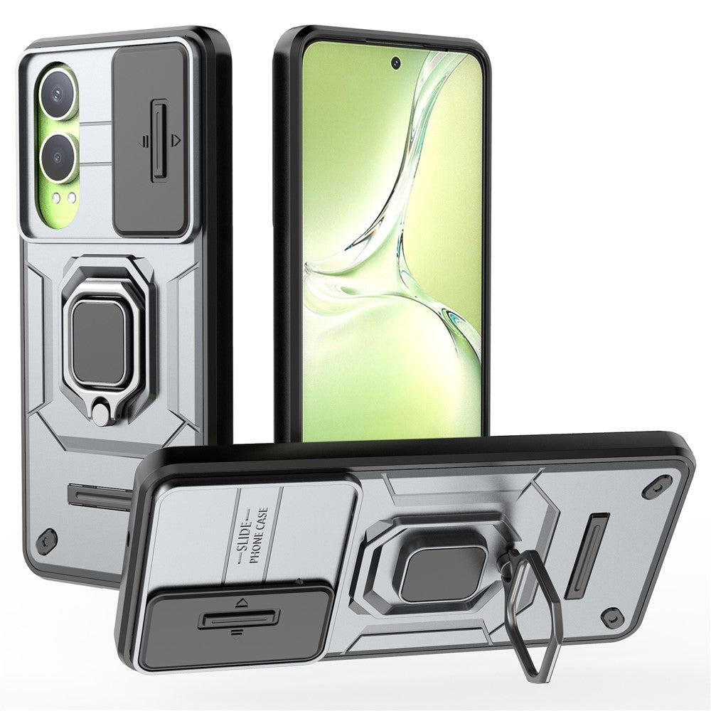 For OnePlus Nord CE4 Lite 5G / Oppo K12x 5G (China) Case Kickstand PC+TPU Phone Shell with Lens Cover