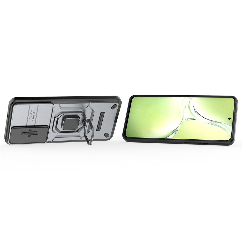 For OnePlus Nord CE4 Lite 5G / Oppo K12x 5G (China) Case Kickstand PC+TPU Phone Shell with Lens Cover