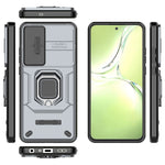 For OnePlus Nord CE4 Lite 5G / Oppo K12x 5G (China) Case Kickstand PC+TPU Phone Shell with Lens Cover
