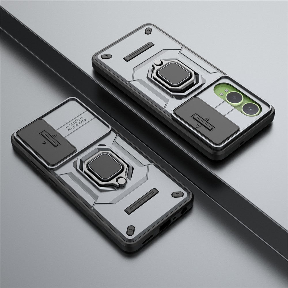 For OnePlus Nord CE4 Lite 5G / Oppo K12x 5G (China) Case Kickstand PC+TPU Phone Shell with Lens Cover