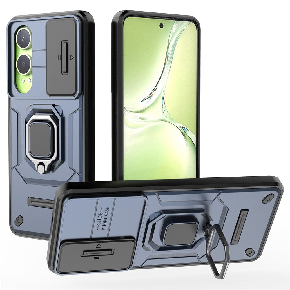 For OnePlus Nord CE4 Lite 5G / Oppo K12x 5G (China) Case Kickstand PC+TPU Phone Shell with Lens Cover