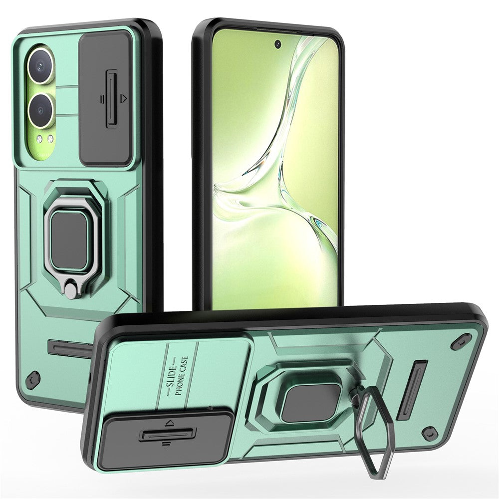 For OnePlus Nord CE4 Lite 5G / Oppo K12x 5G (China) Case Kickstand PC+TPU Phone Shell with Lens Cover