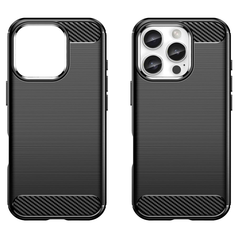 Til iPhone 16 Pro TPU-cover med børstet kulfibertekstur