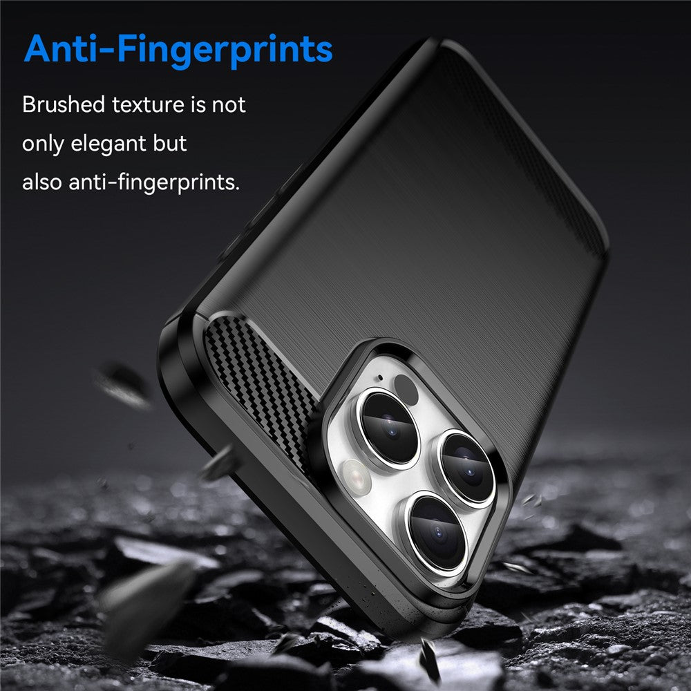 Til iPhone 16 Pro TPU-cover med børstet kulfibertekstur