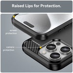 Til iPhone 16 Pro TPU-cover med børstet kulfibertekstur