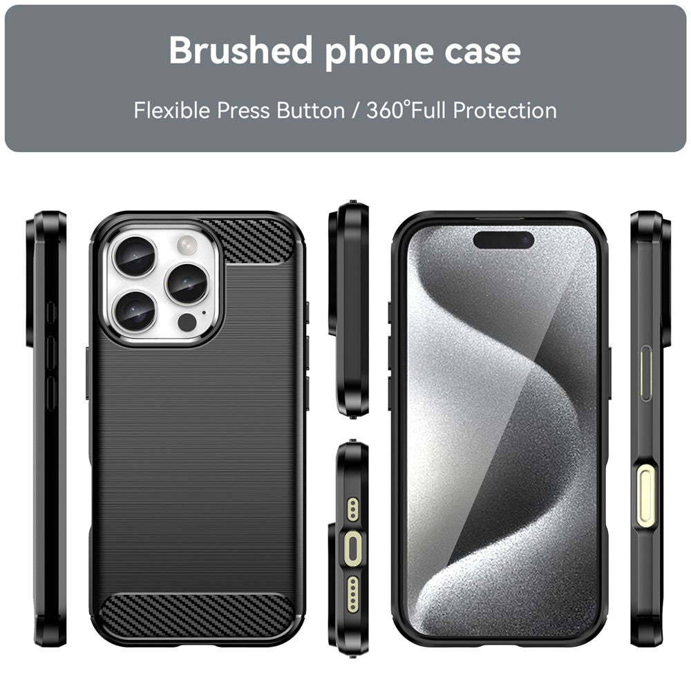 Til iPhone 16 Pro TPU-cover med børstet kulfibertekstur