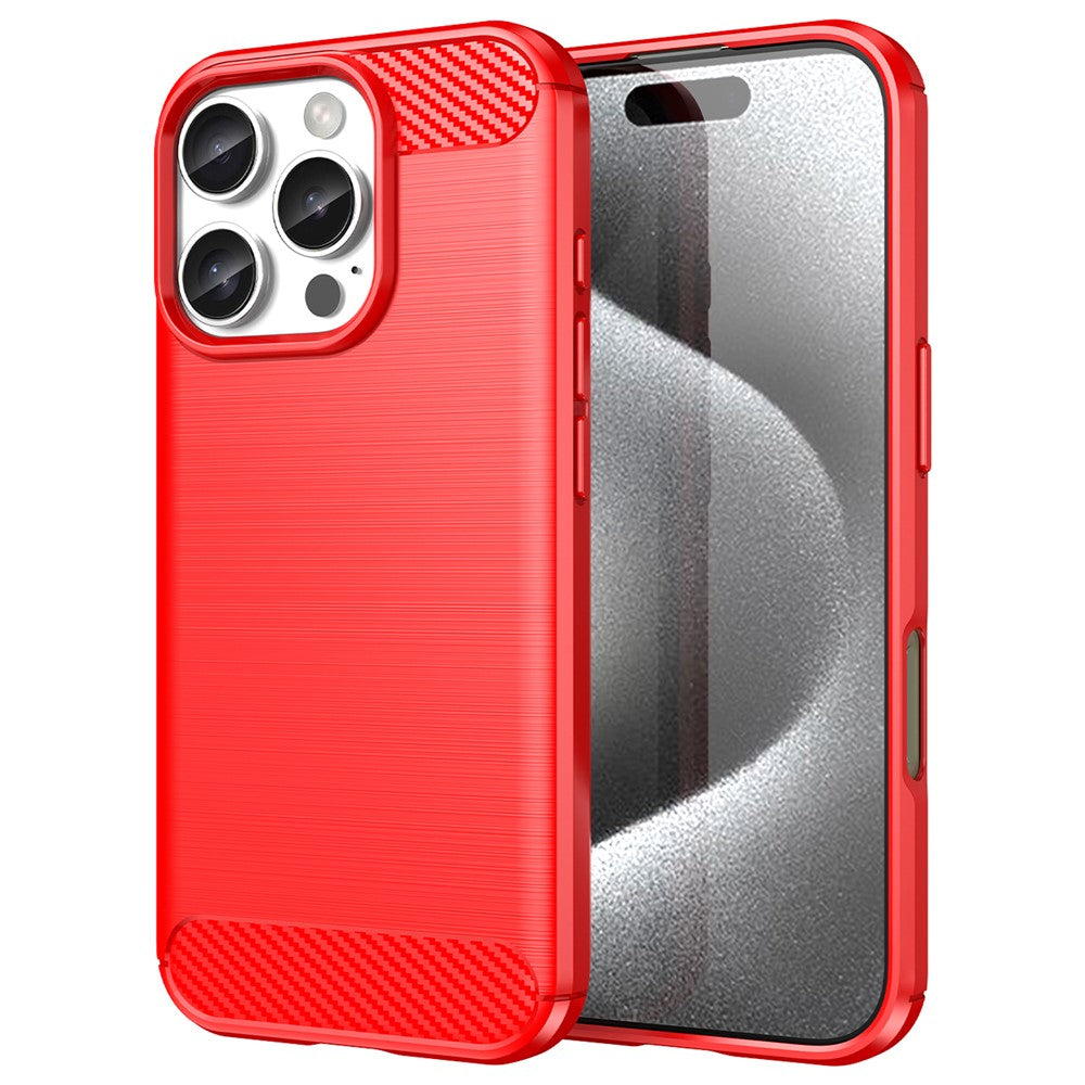 Til iPhone 16 Pro TPU-cover med børstet kulfibertekstur