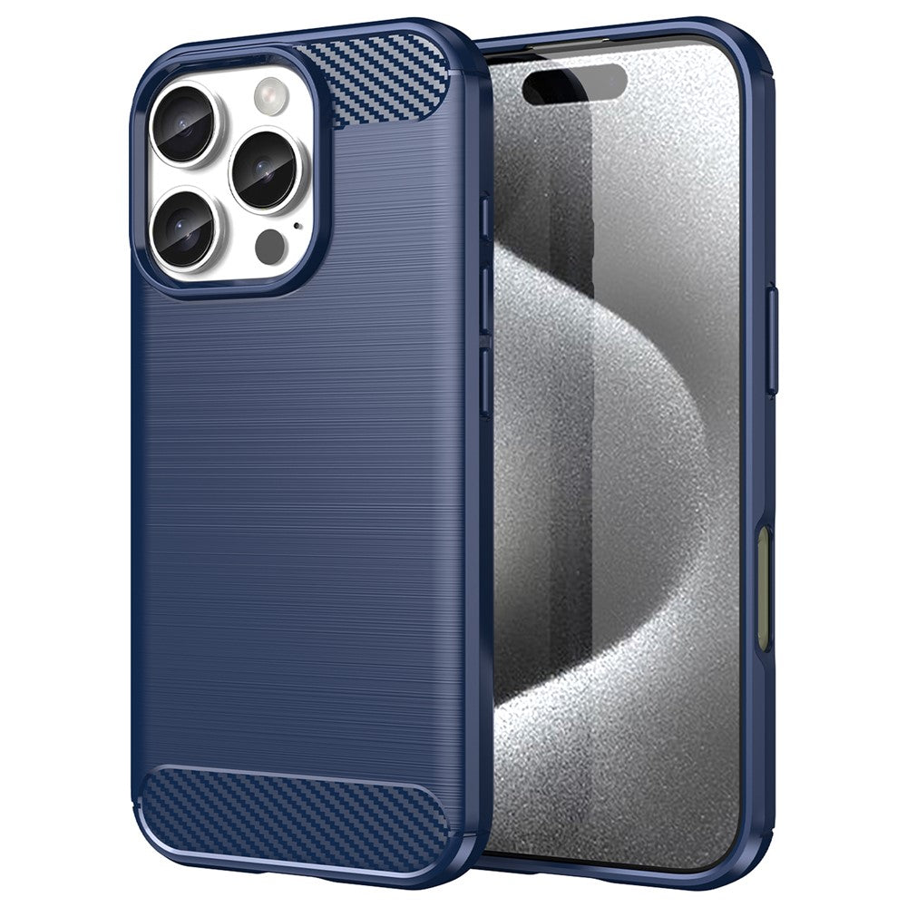 Til iPhone 16 Pro TPU-cover med børstet kulfibertekstur