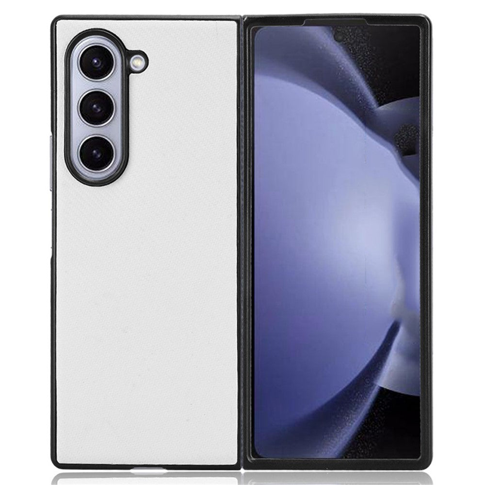 For Samsung Galaxy Z Fold6 5G Case PU Leather+PC Drop-Proof Shell Carbon Fiber Texture