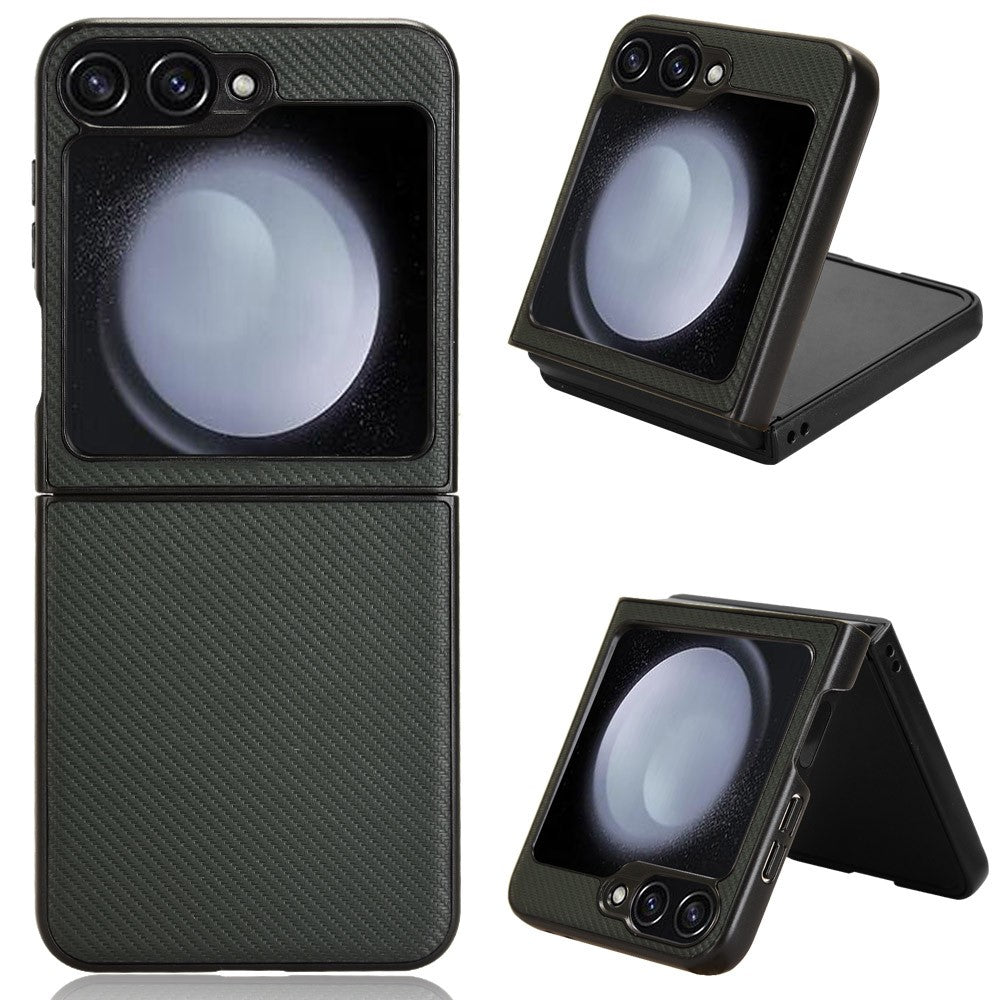 For Samsung Galaxy Z Flip7 FE 5G / Z Flip6 5G Case Carbon Fiber Texture PU+PC Drop-Proof Phone Shell