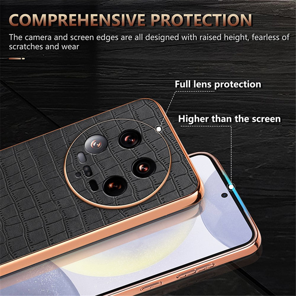 AZNS mobilcover med krokodillemønster i læder til Xiaomi 14 Ultra, klassisk design