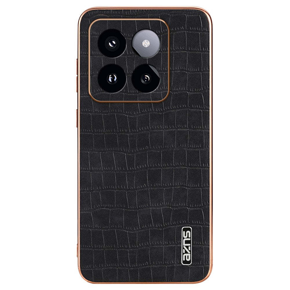 AZNS For Xiaomi 14 Pro Case Leather + TPU Electroplating Phone Cover Crocodile Texture