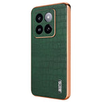 AZNS For Xiaomi 14 Pro Case Leather + TPU Electroplating Phone Cover Crocodile Texture
