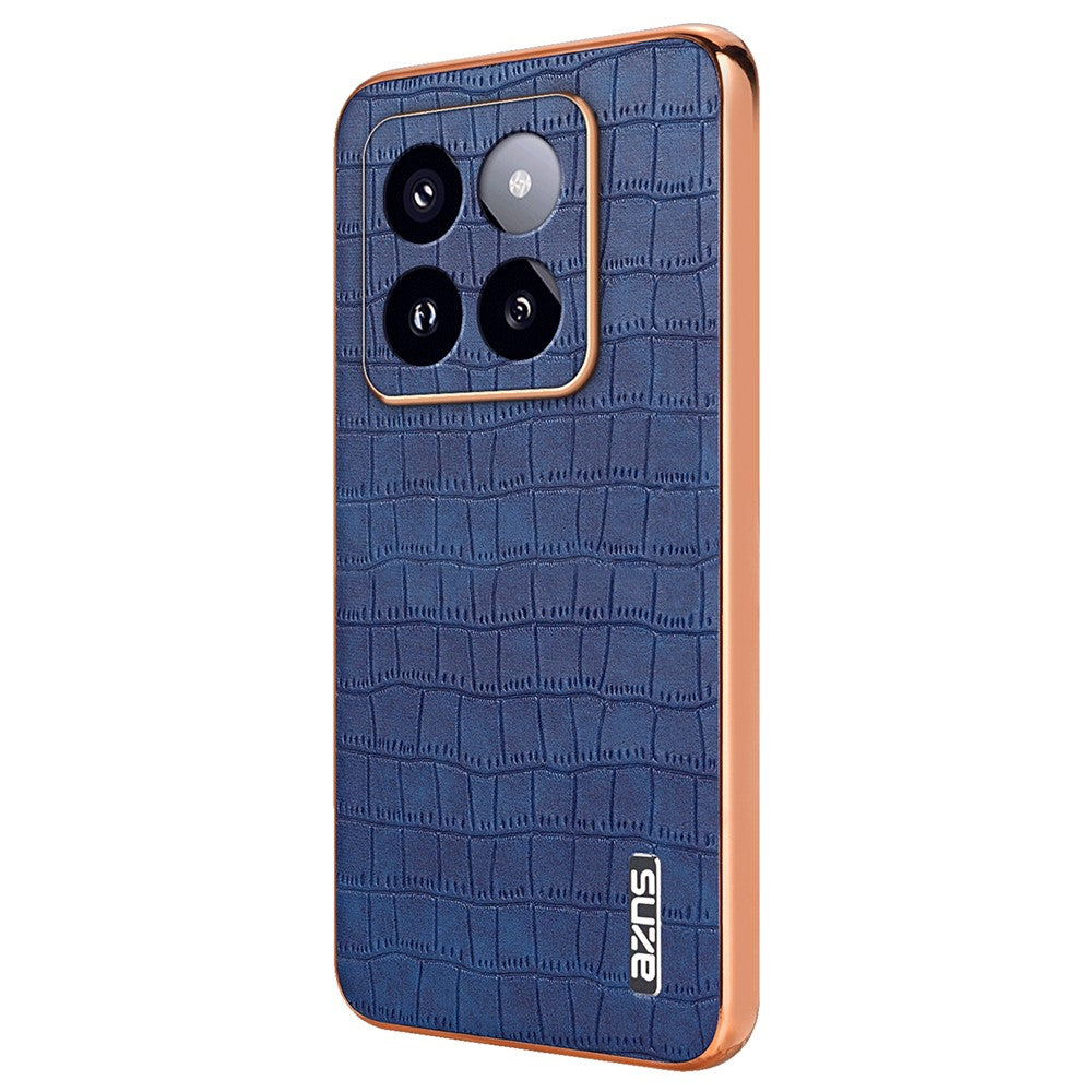 AZNS For Xiaomi 14 Pro Case Leather + TPU Electroplating Phone Cover Crocodile Texture