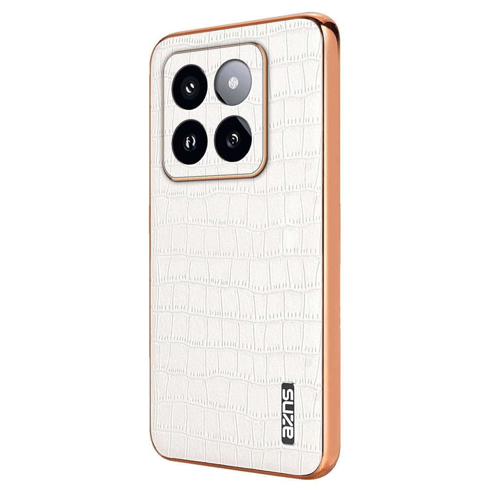 AZNS For Xiaomi 14 Pro Case Leather + TPU Electroplating Phone Cover Crocodile Texture