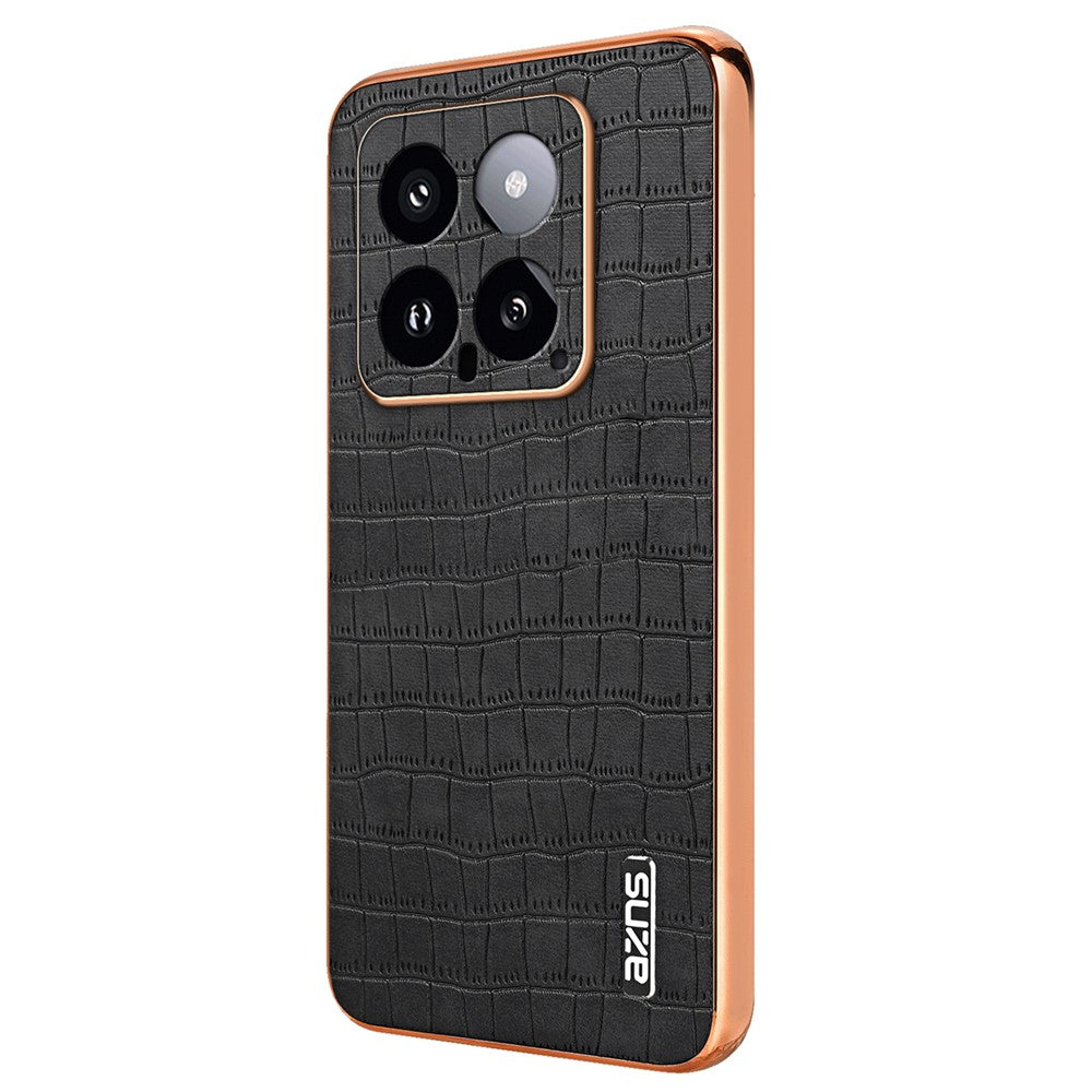 AZNS For Xiaomi 14 Case PU Leather Classic Crocodile Pattern Back Cover