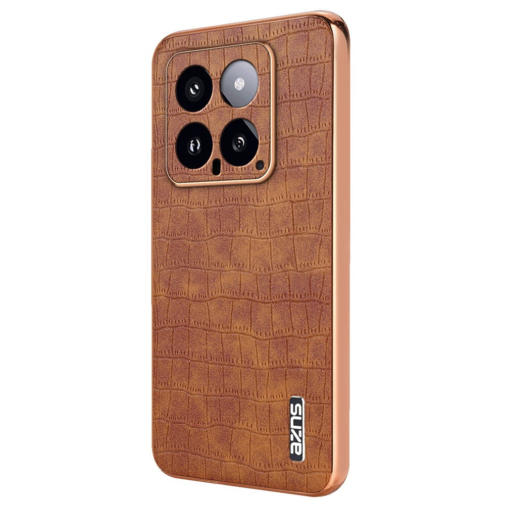 AZNS For Xiaomi 14 Case PU Leather Classic Crocodile Pattern Back Cover