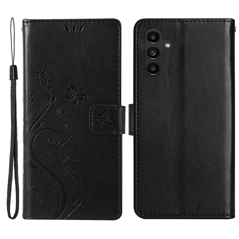 Samsung Galaxy M55 5G / C55 5G / F55 5G Plånboksfodral Fjärilsblommigt PU-läder mobilskal